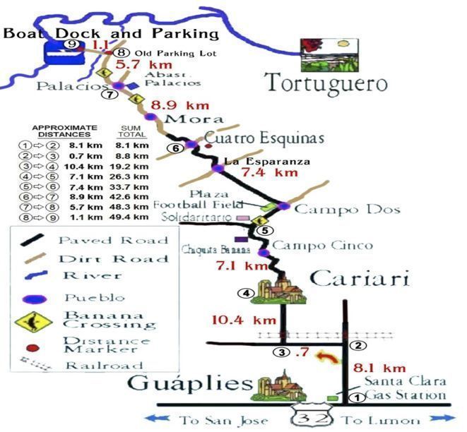 mapa-de-cómo-llegar-a-Tortuguero-por-libre