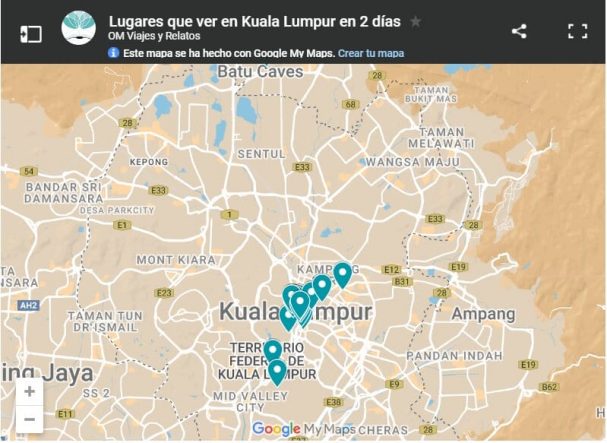 mapa-google-lugares-que-ver-en-Kuala-Lumpur-en-2-días