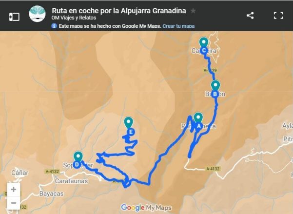 mapa-google-ruta-en-coche-por-la-Alpujarra-Granadina