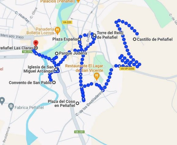 mapa-google-itinerario-para-visitar-Peñafiel-en-un-día