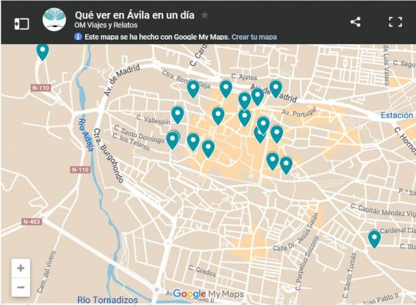 mapa-google-qué-ver-en-Ávila-en-un-día