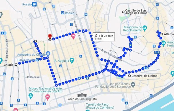 mapa-google-lugares-de-interés-que-ver-en-3-días-en-Lisboa-día-2