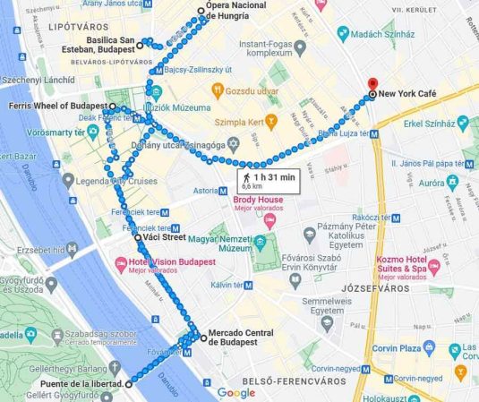 mapa-google-itinerario-día-3-Budapest