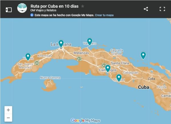 mapa-google-ruta-por-Cuba-en-10-días