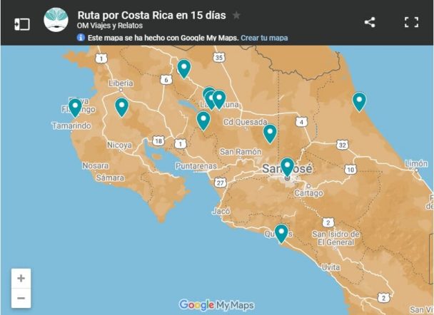 mapa-google-ruta-por-Costa-Rica-en-15-días