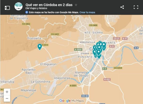 mapa-google-qué-ver-en-Córdoba-en-2-días
