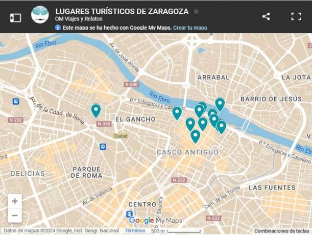 mapa-google-lugares-turísticos-de-Zaragoza