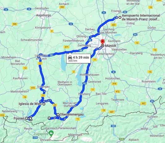 mapa-google-ruta-en-coche-por-Baviera