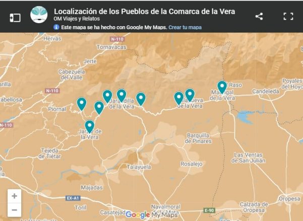 mapa-google-localización-de-los-Pueblos-de-la-Comarca-de-la-Vera