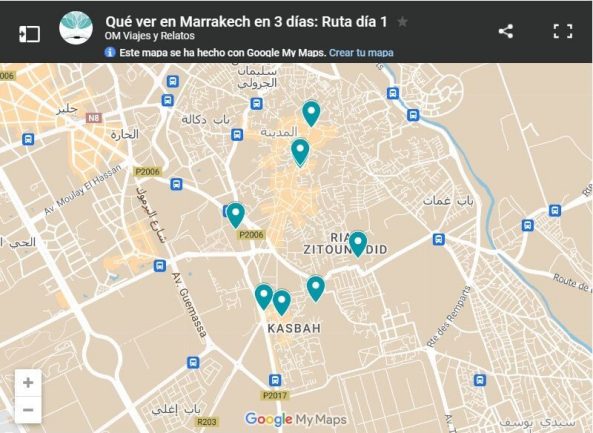 mapa-google-qué-ver-en-Marrakech-en-3-días-ruta-día-1