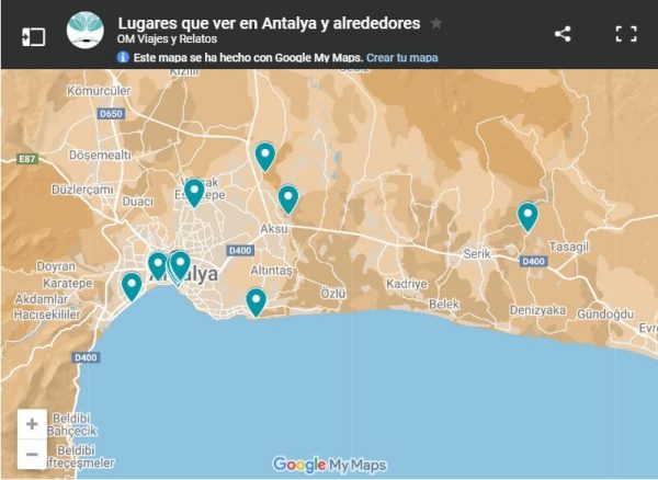 mapa-google-lugares-que-ver-en-Antalya-y-alrededores